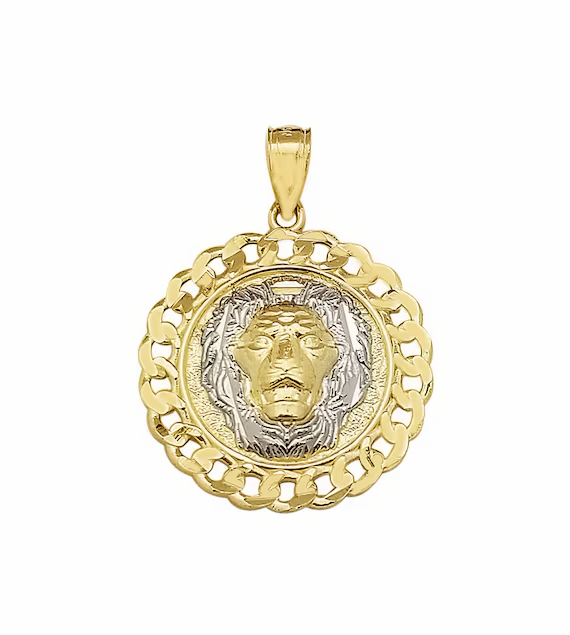 Round Cuban Lion Head Charm (14K)