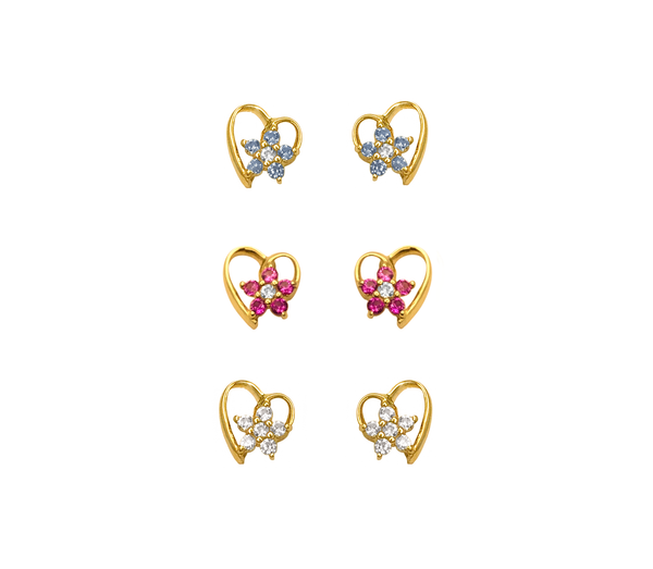 Zirconia Heart & Star Stud Earring (14K)