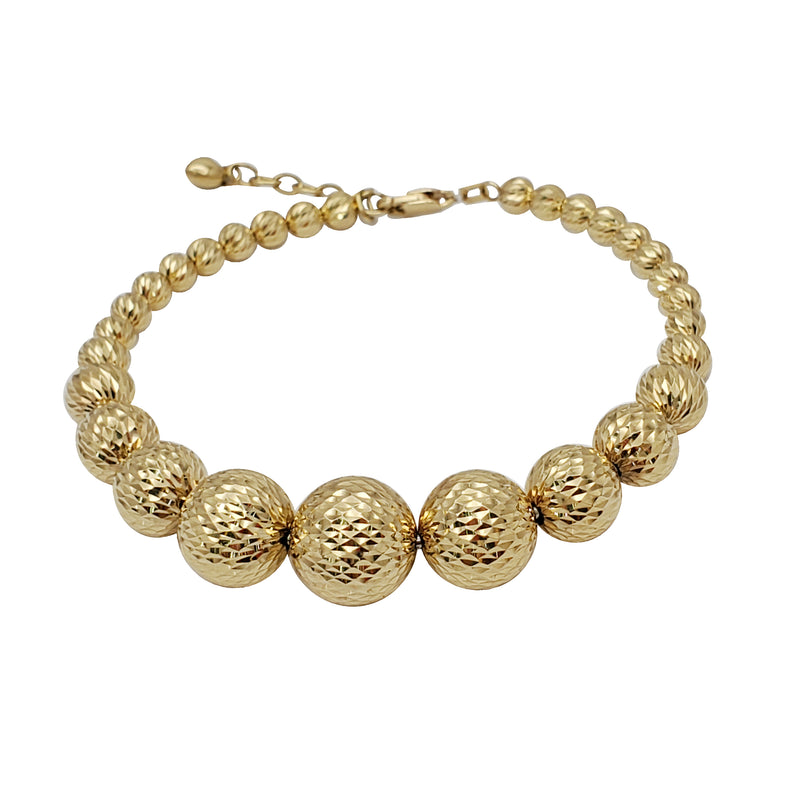 Yellow Diamond Cut Ball Bracelet (14K)