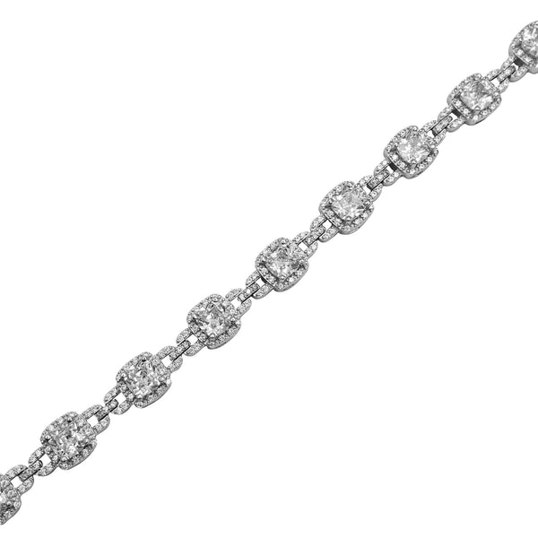 Cubic Zirconia Princess-Cut Fancy Bracelet (Silver)