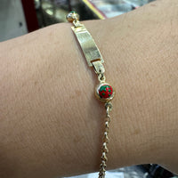 Strawberry Charm Rolo Baby ID Bracelet (14K)