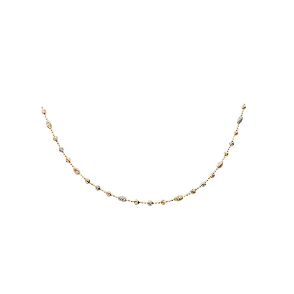 Tricolor Moon Cut Ball Bracelet  (14K)