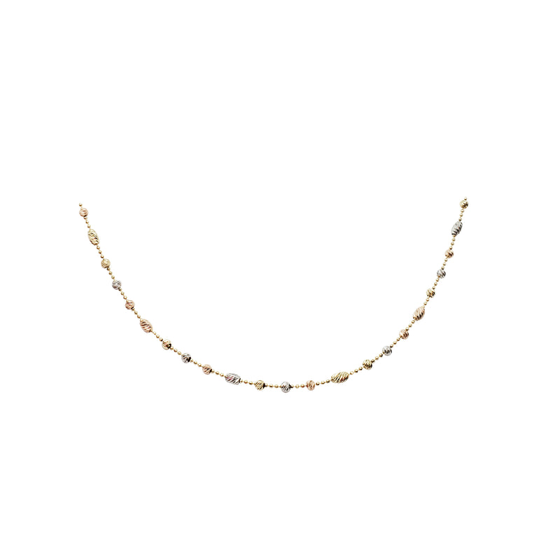 Tricolor Moon Cut Ball Bracelet  (14K)