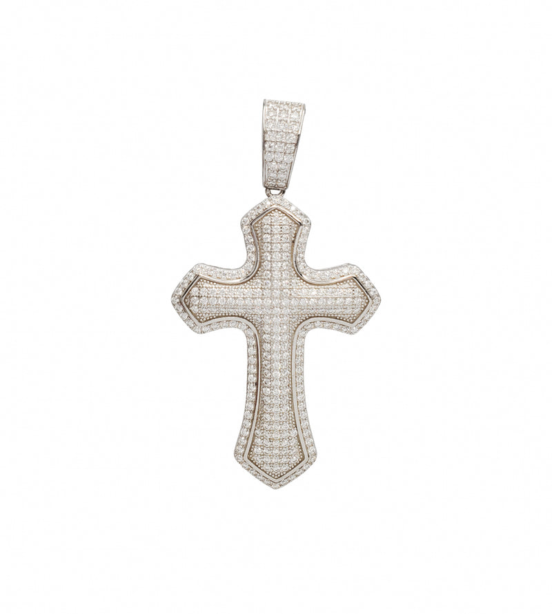 Sterling silver necklace,white cubic zirconia cross. | Anna Maria Mazaraki