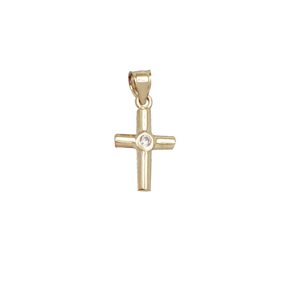 Cubic Zirconia Cross Pendant (14K)