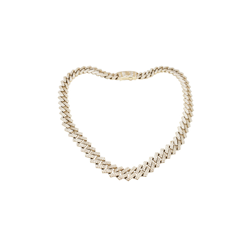 Iced-Out  Pointy Cuban Chain (14K)