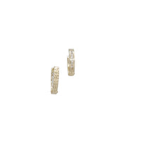 Diamond Cut &  Zirconia Double Face Huggie Earrings (14K)