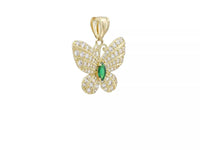 Emerald Zirconia Butterfly Pendant (14K)