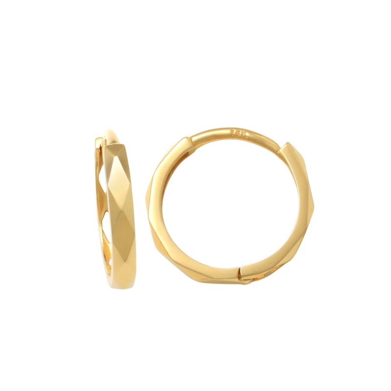 Diamond-Cut Huggie Earrings (14K)