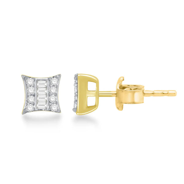 Diamond Square Stud Earrings (14K)