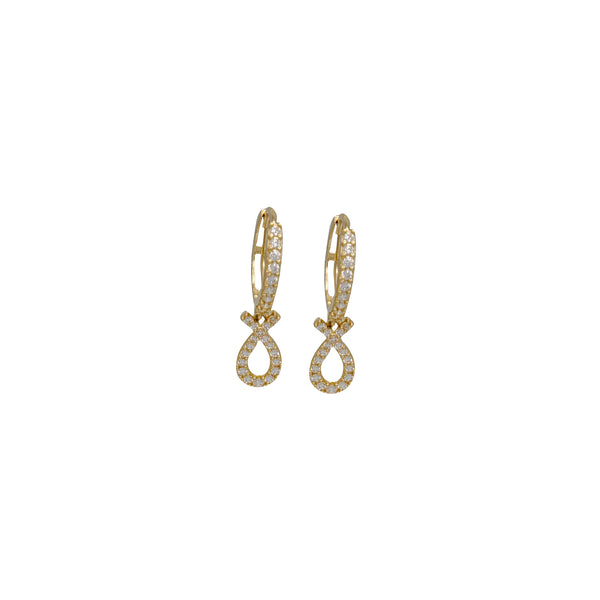 Drop Cubic Zirconia Huggie Earring (14K)