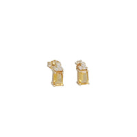 Yellow Topaz & Diamond Stud Earrings (14K)