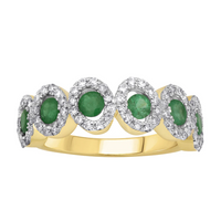 Diamond With Emerald Ring (14K)