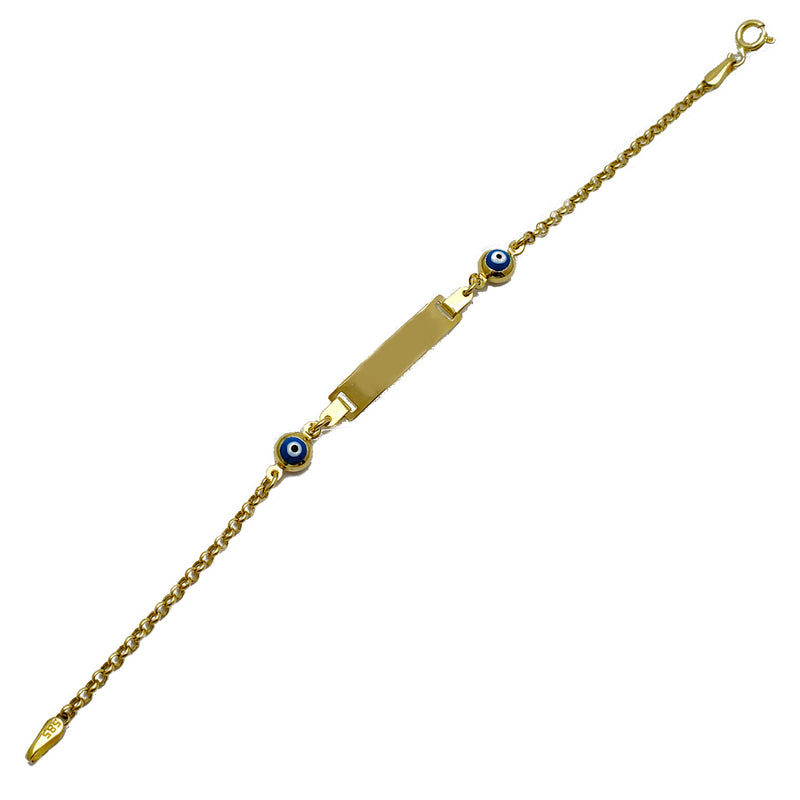 Blue Evil Eye Baby ID Bracelet (14K)