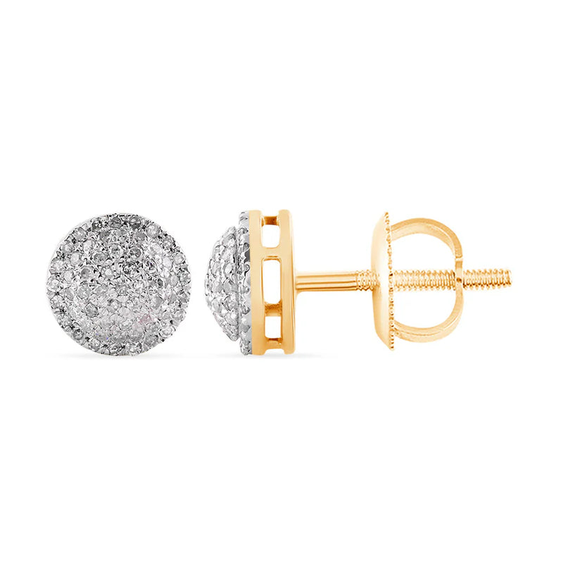 Diamond Round Two-Tone Stud Earrings (14K)