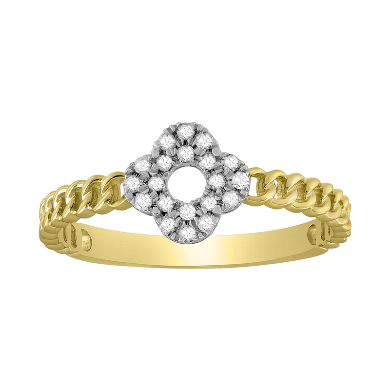 Diamond Two-Tone Flower Ring (14K)