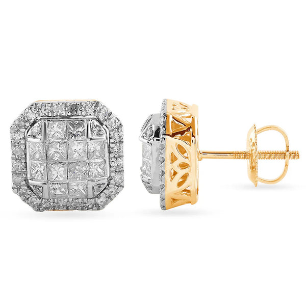 Diamond Two-Tone Stud Earrings (14K)