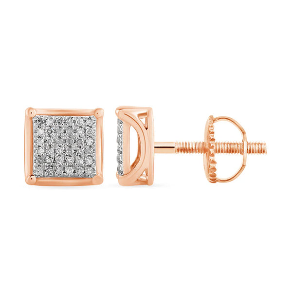 Diamond Square Stud Earrings (14K)