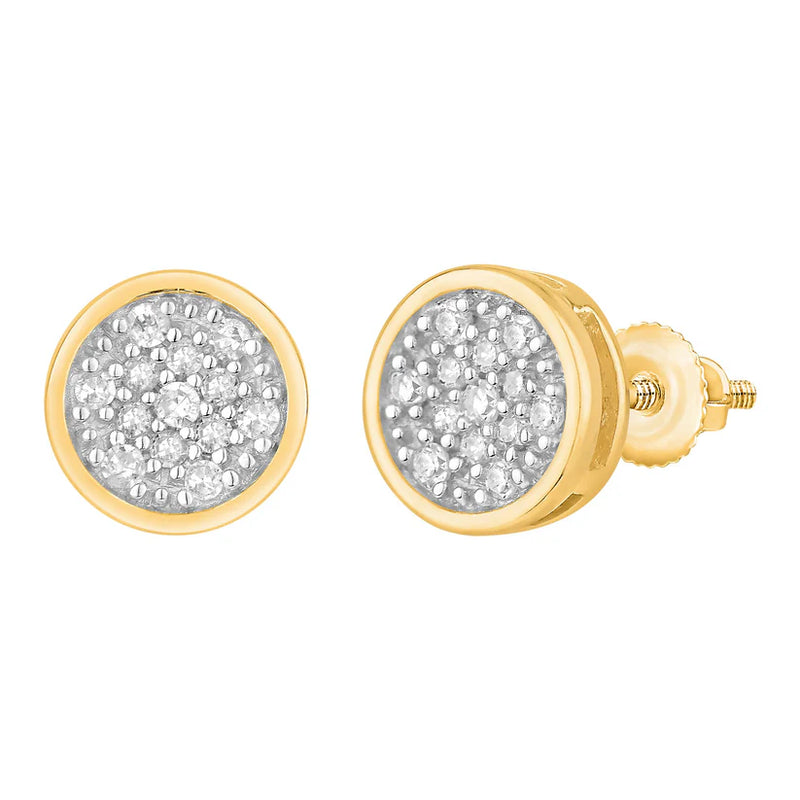 Round Cluster Diamond Pave Stud Earring (14K)