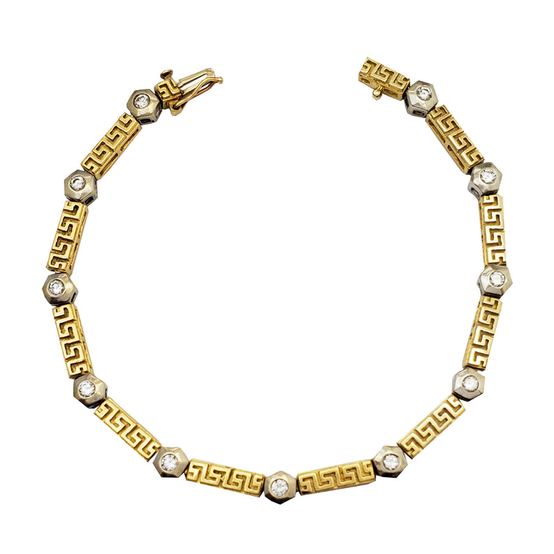 Diamond Greek Key Design Bracelet (14K)