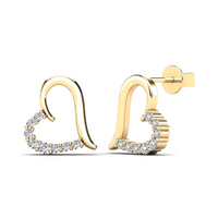 Diamond Heart Stud Earrings (14K)