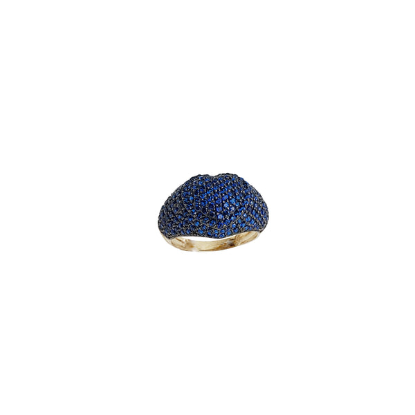 Ice-Out Blue Heart CZ Lady Ring (14K)