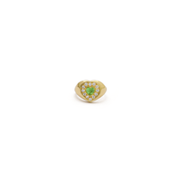 Cubic Zirconia Green Heart Halo Gemstone Ring (14K)