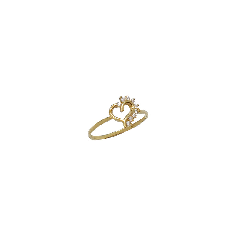 Cubic Zirconia Outlined Heart Ring (18K)