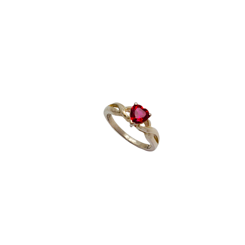 Red Heart Cubic Zirconia Ring (Silver)