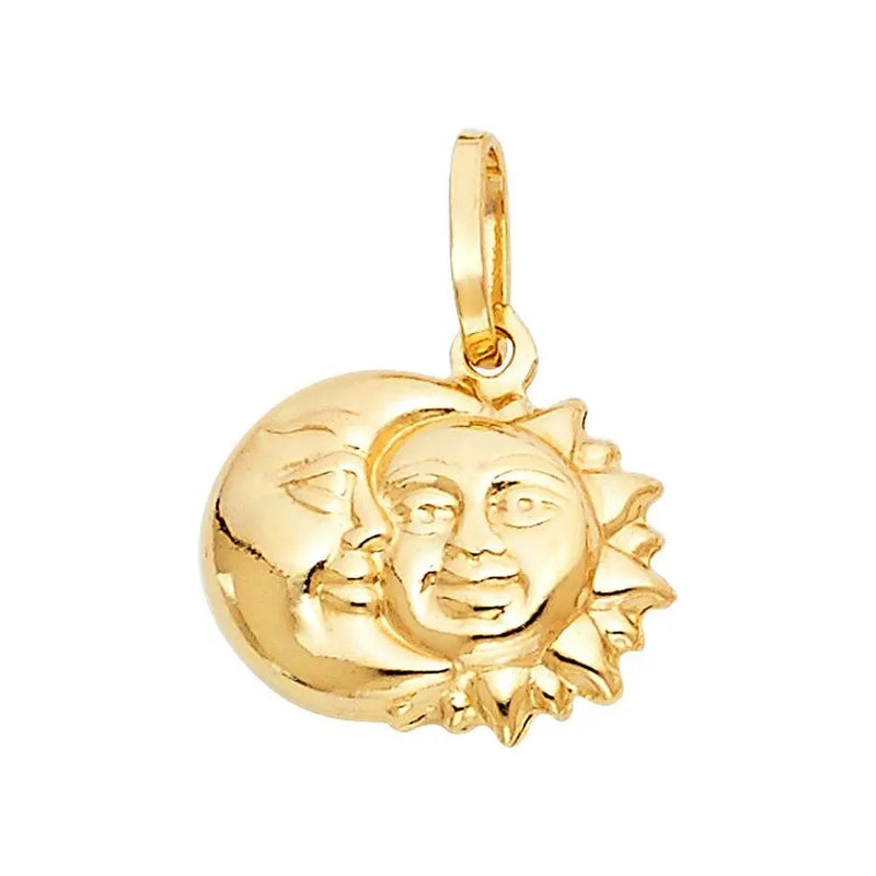 Puffy Sun & Moon Pendant (14K)