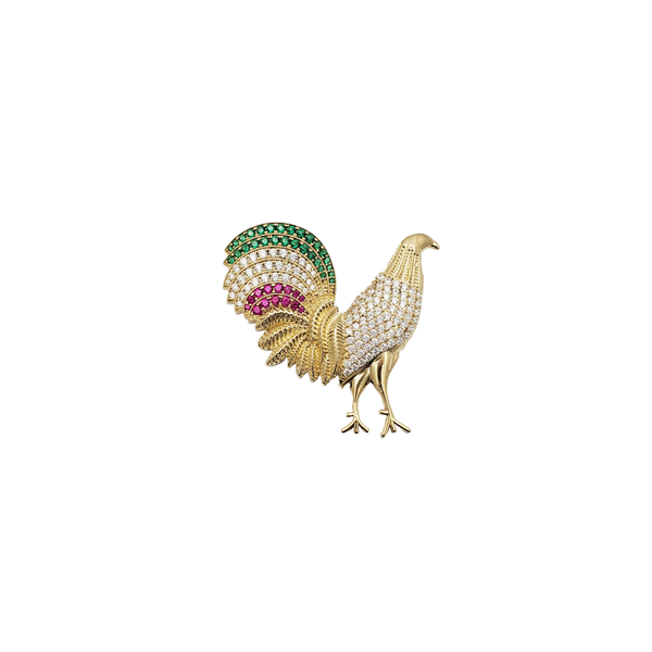 Zirconia Rooster Pendant  (14K)