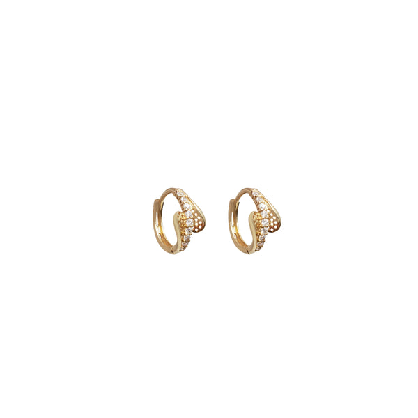 Cubic Zirconia Fancy Huggie Earrings (14K)