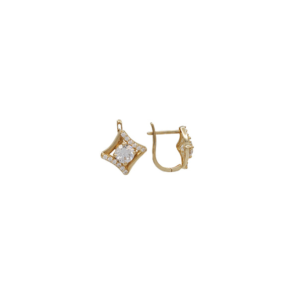 Triangle Shape Cubic Zirconia Huggie Earring (14K)