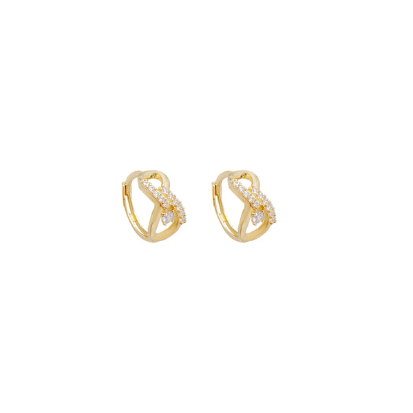 Cubic Zirconia Infinity Huggie Earrings (14K)