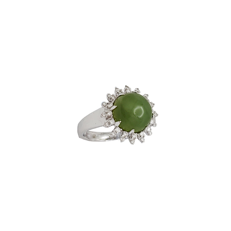 Green Jade Diamond Ring （18K)