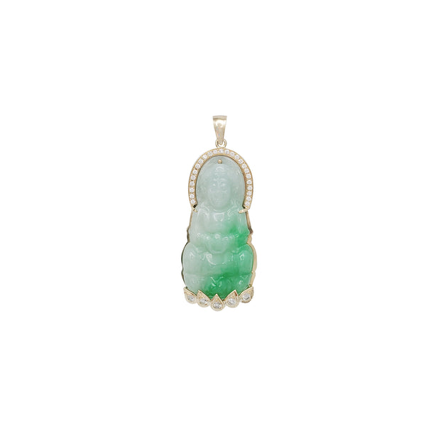 Diamond Jade Guanyin Pendant (14K)