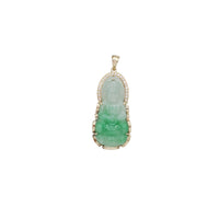 Diamond Green Jade Guanyin Pendant (14K)