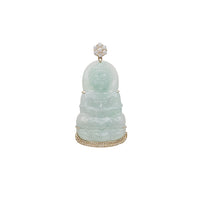 Diamond Frame GuanYin Jade Pendant (14K)