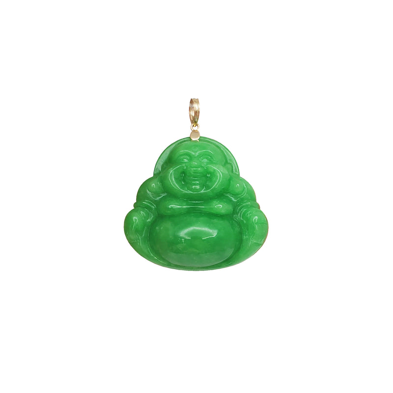 Jade Laughing Buddha Pendant (14K)