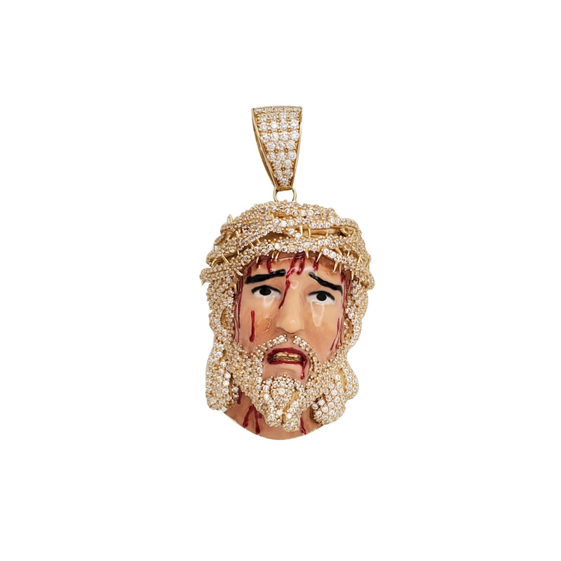 Diamond Jesus Head Pendant (14K)