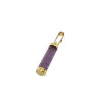 Purple Jade Cylinder Charm Pendant (14K)