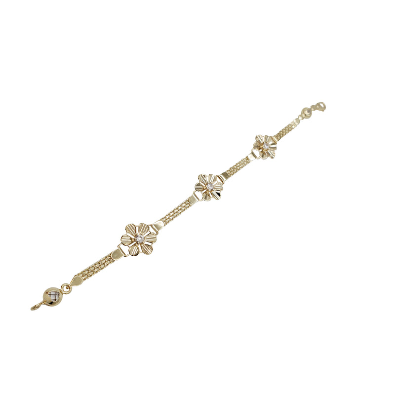 14KT Yellow Gold Diamond Daisy Flower Bracelet - SHOP