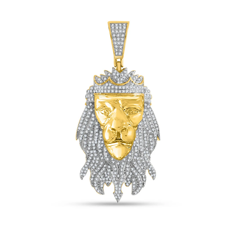 Diamond Lion Head Pendant (14K)