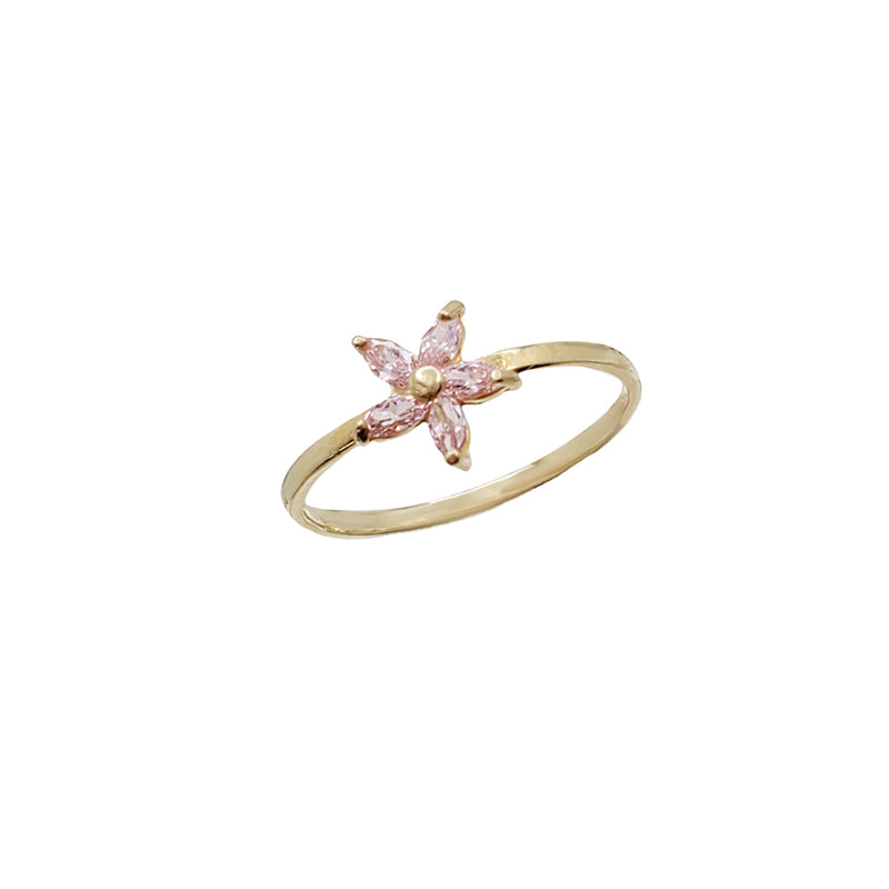 Baby-Sized/ Pinky CZ Flower Ring (14K)