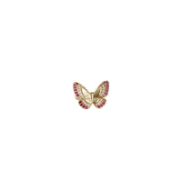 Pink /Green / Dark Pink  Butterfly Zirconia Ring (14K) .