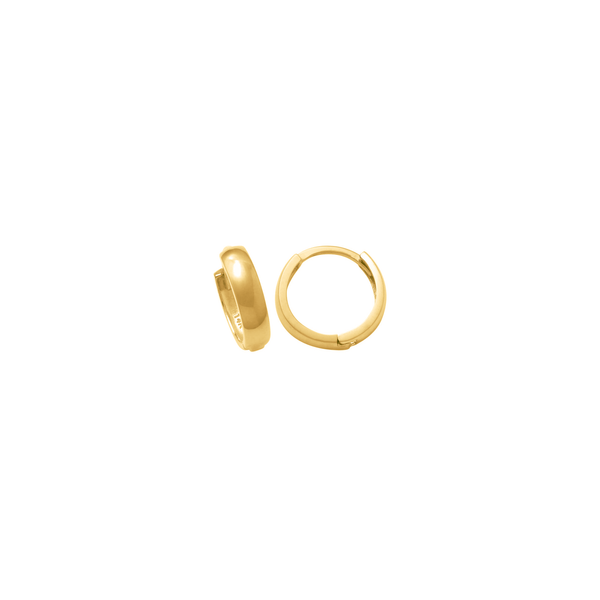 Yellow or White Gold Plain Huggie Earrings (14K)