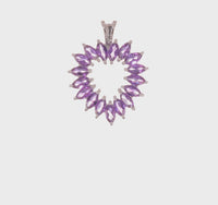 Marquise Amethyst Heart Outline Pendant (Silver) 360 - Popular Jewelry - New York