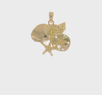 Seashells, Starfish and Sand Dollar Cluster Pendant (14K)