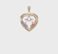 Dolphins In Heart Frame Pendant (14K)