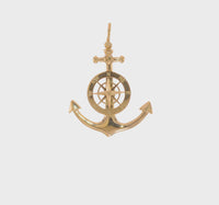 Large Anchor with Nautical Compass Pendant (14K)